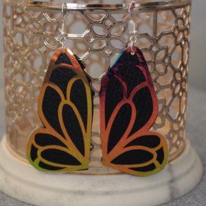 Mystic Pearl Black Butterfly Wing Earrings